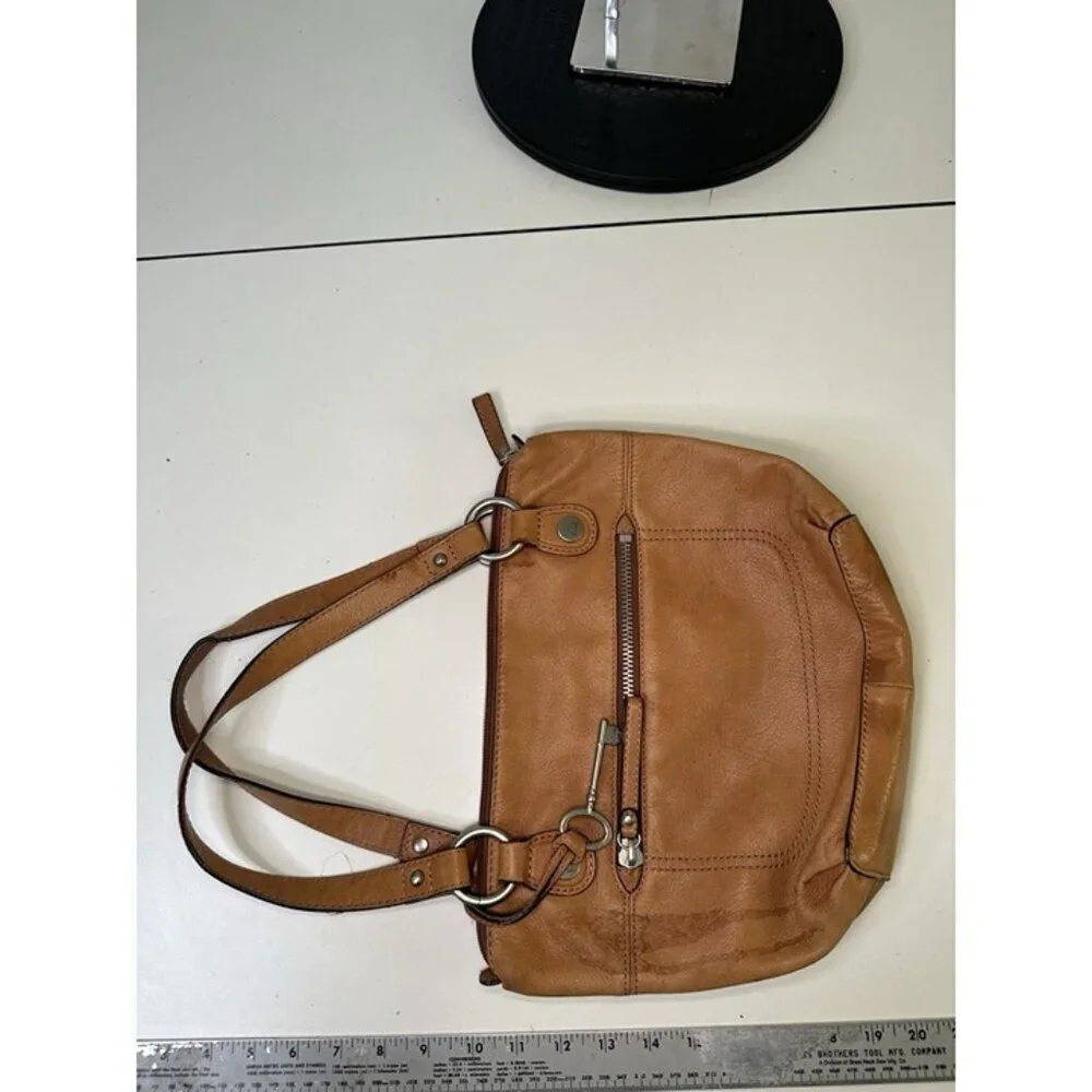 Fossil Long Live Vintage Butterscotch Brown Leather Shoulder Purse - Picture 10 of 12